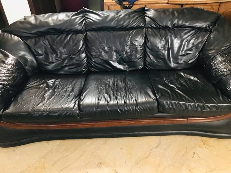 black lather sofa set 2