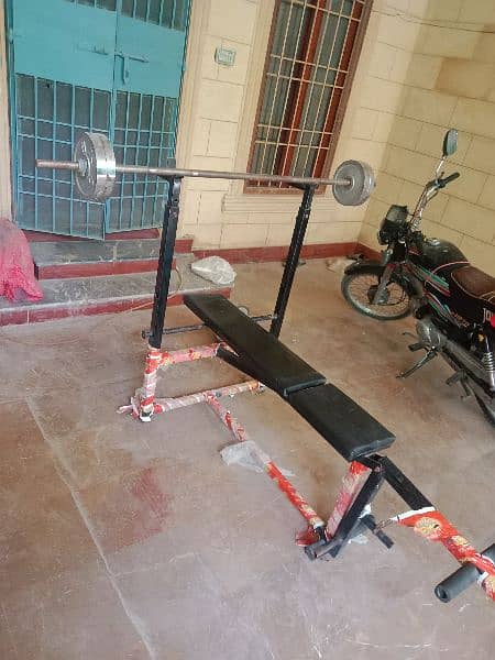 Bench press and gym weight plus rod 7