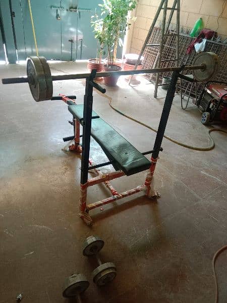 Bench press and gym weight plus rod 8