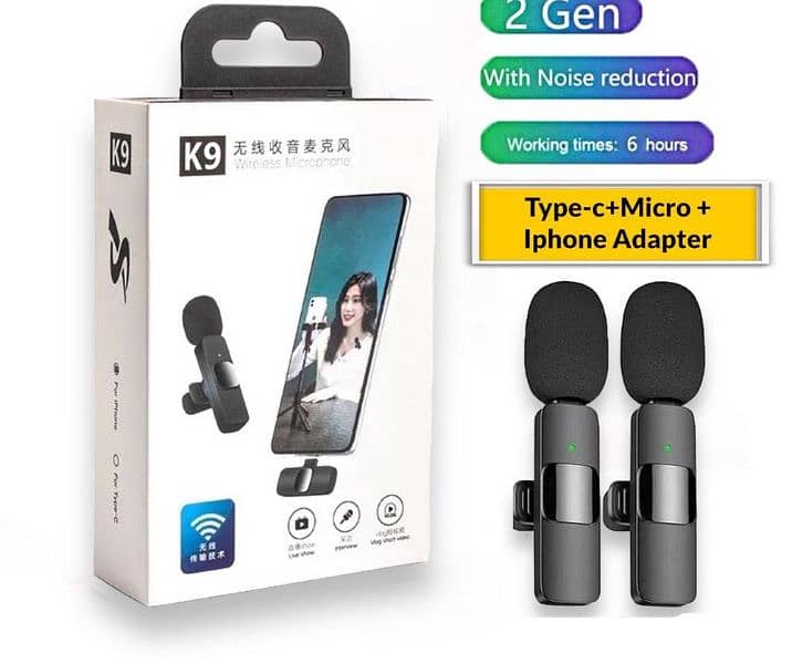 K9 Wireless Vlogging Rechargeable Microphone 1
