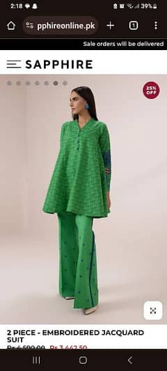 sapphire 2 pc jacquard embroidered suit
