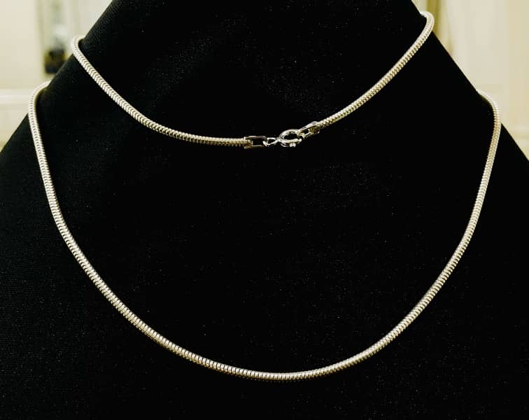 Italian silver chain / round snake chain / 925 sterling silver chain 2