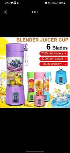Mini Portable and Rechargeable Battery Juice Blender