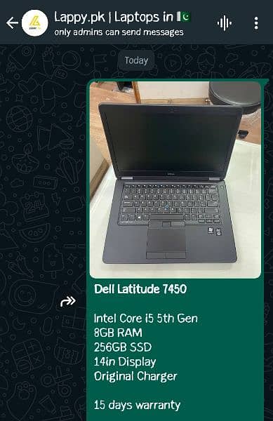 Core i5 5th Dell Latitude 7450 14in 8GB/256GB SSD Laptop 1