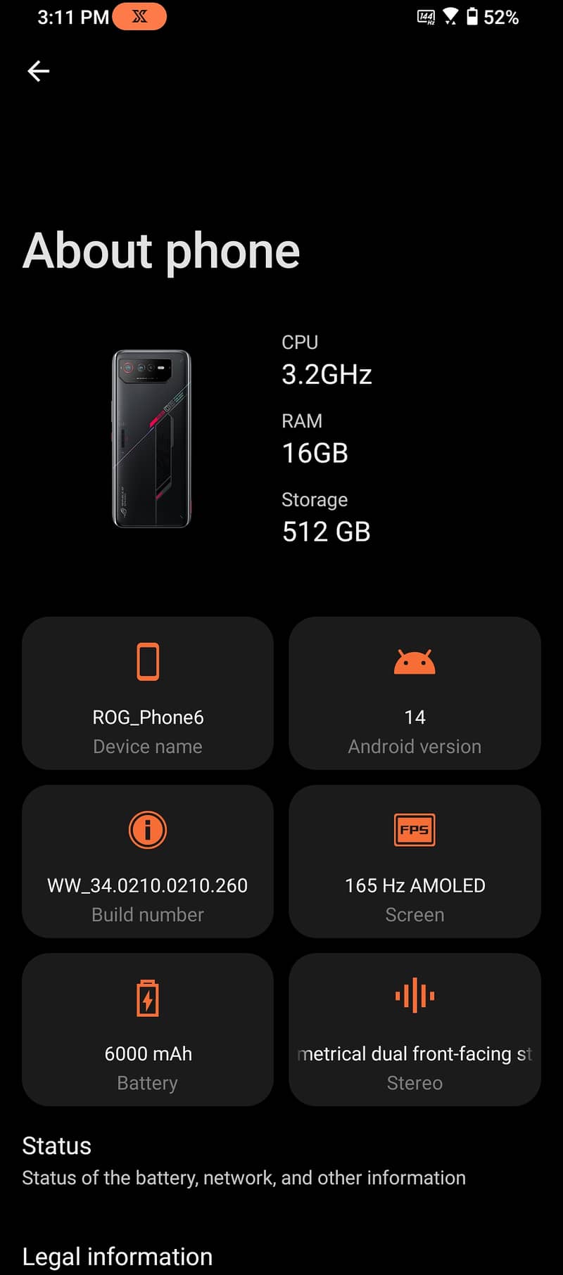 ASUS ROG Phone 6 - 16GB/512GB - Non-PTA 10