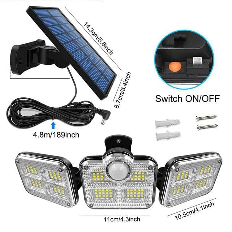 3 Sided Solar Lamp With Wire Full Setup (Free Cash on Delivery) 0
