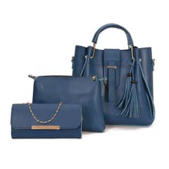 3 Piece Handbag, Sapphire Blue (Free Home Delivery All Over Pakistan)
