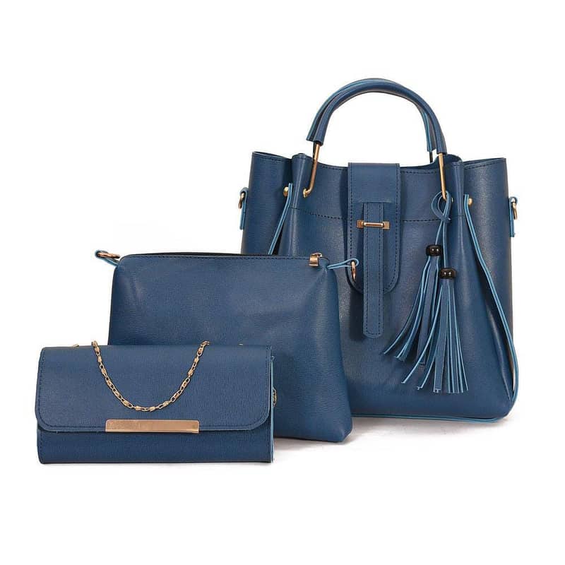 3 Piece Handbag, Sapphire Blue (Free Home Delivery All Over Pakistan) 0