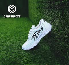 Men's Athletic Running Sneakers -JF019, White With Black Lines