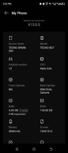 techno spark 20c 4/128 11 months warranty 7