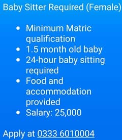 Baby Sitter Required (Female)