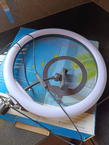 36cm ring light with 3 shades & phone holder(no stand) just once used 1