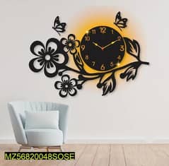 Analogue flower wall clock with light