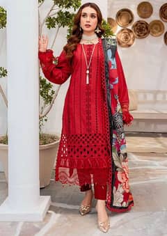 Summer Fancy 3pcs Lawn Unstitched Dress For Women|Women Eid Collection