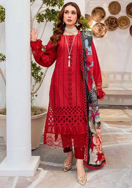 Summer Fancy 3pcs Lawn Unstitched Dress For Women|Women Eid Collection 0