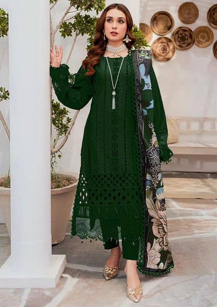 Summer Fancy 3pcs Lawn Unstitched Dress For Women|Women Eid Collection 4