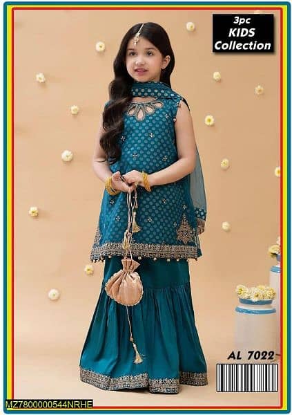 3 Pcs Girl's Lawn Embroidered Suit. . . . . . . . . . . . . . . . Cash on Delivery 0