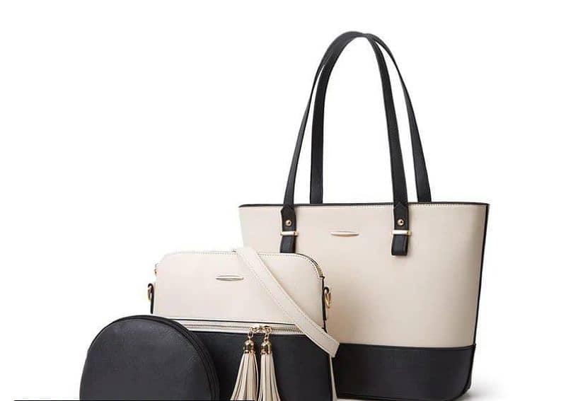 Women's Leather Plain Shoulder Bag Pack of 3 3