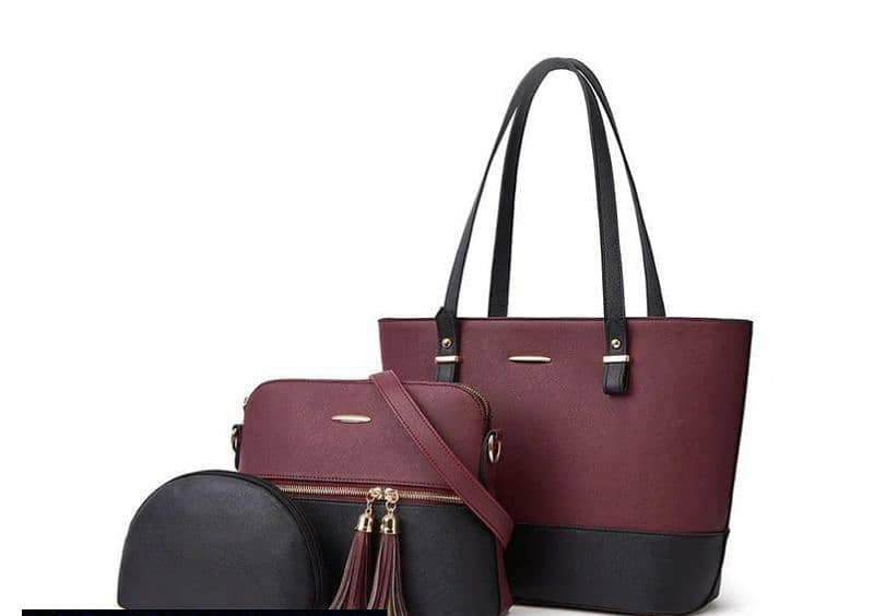 Women's Leather Plain Shoulder Bag Pack of 3 7