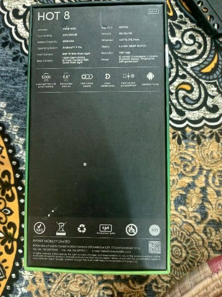Infinix hot 8 with original box and charger 4gb ram 64 rom in sialkot 4