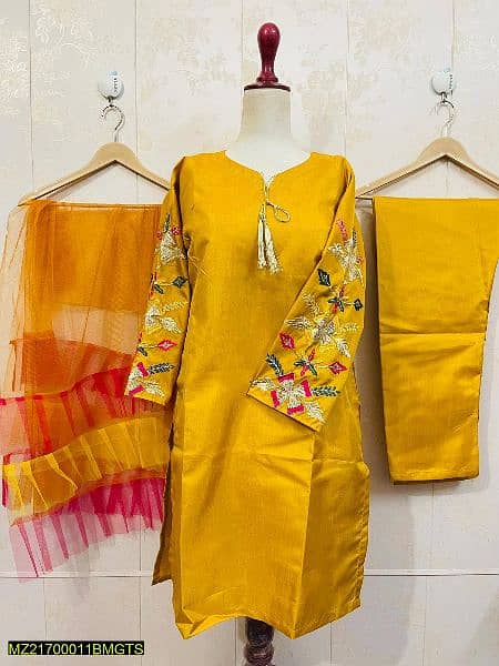3 PCs  women stitched katan silk suit 1