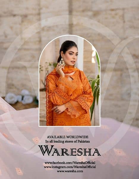 Waresha Luxury Embroidery chickenKari with Chiffon Dupatta 9