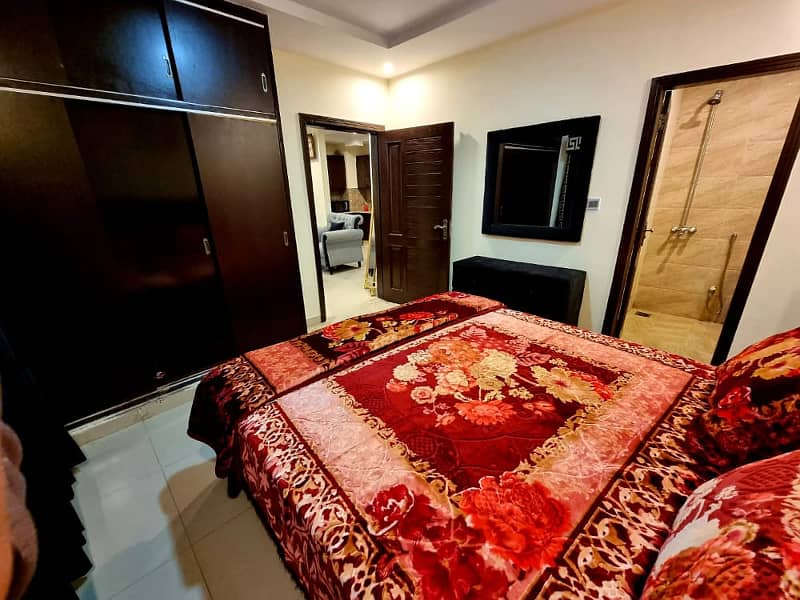 Perday 3 bed furnished flat available for rent bharia town phase 7 5