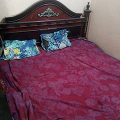 king size bed with spring mattress and almari