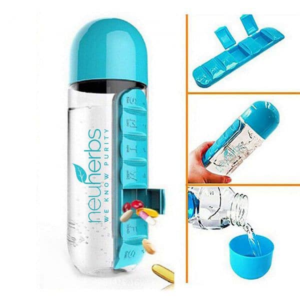 Portable Water bottle with built in pills/for medicines/camping/outdor 1