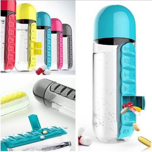 Portable Water bottle with built in pills/for medicines/camping/outdor 2