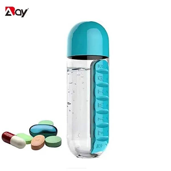 Portable Water bottle with built in pills/for medicines/camping/outdor 3