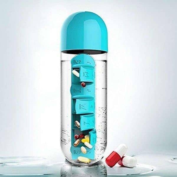 Portable Water bottle with built in pills/for medicines/camping/outdor 4