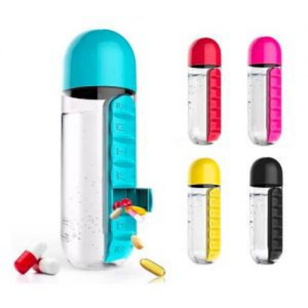 Portable Water bottle with built in pills/for medicines/camping/outdor 12