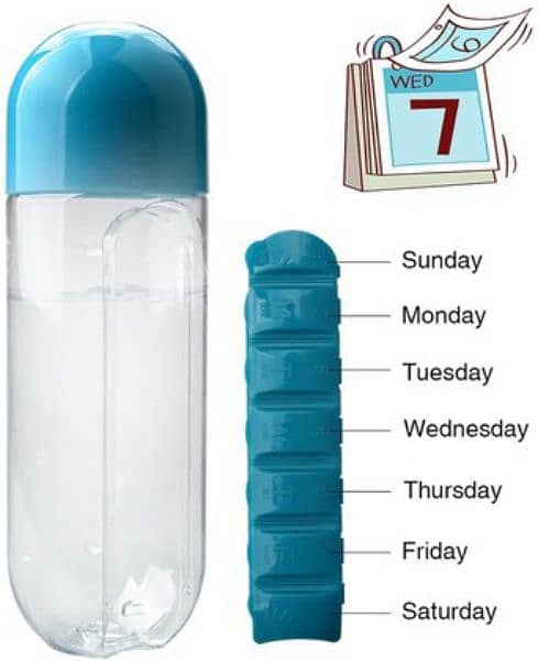 Portable Water bottle with built in pills/for medicines/camping/outdor 15