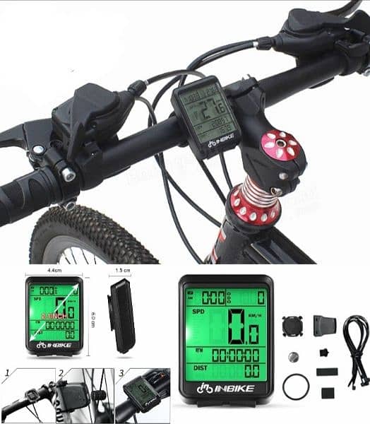 Waterproof Wireless LCD Odometer Speedometer Bicycle Green Backlight 0