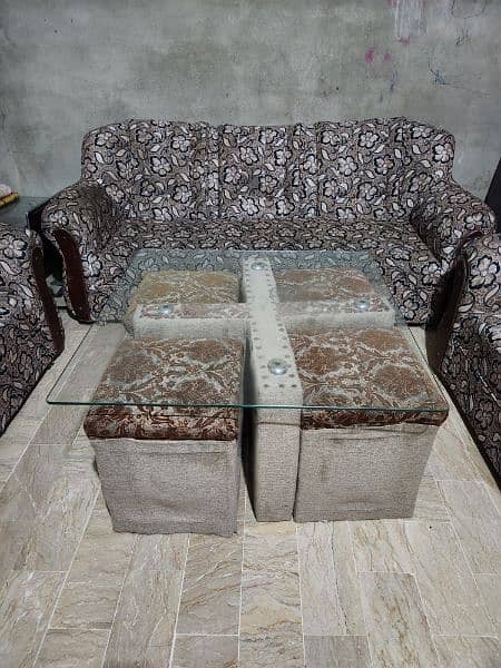 5 Seater sofa set with table with 4 stools 4