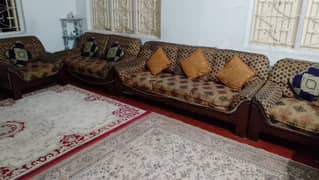Sofa Set 7 Seater with Wooden Frame & Divider for Sale