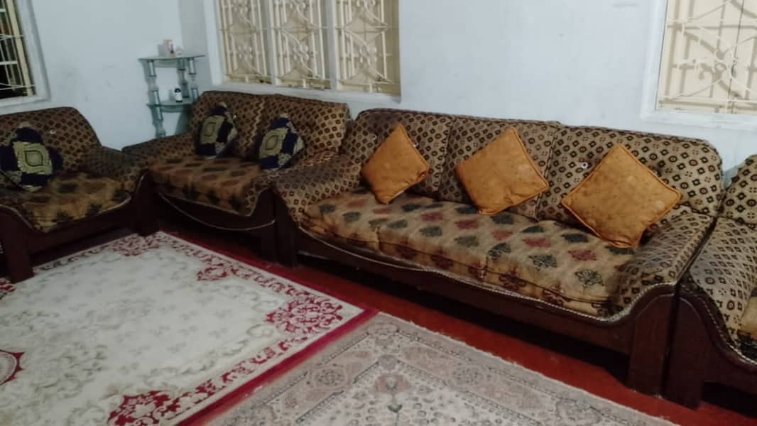 Sofa Set 7 Seater with Wooden Frame & Divider for Sale 1