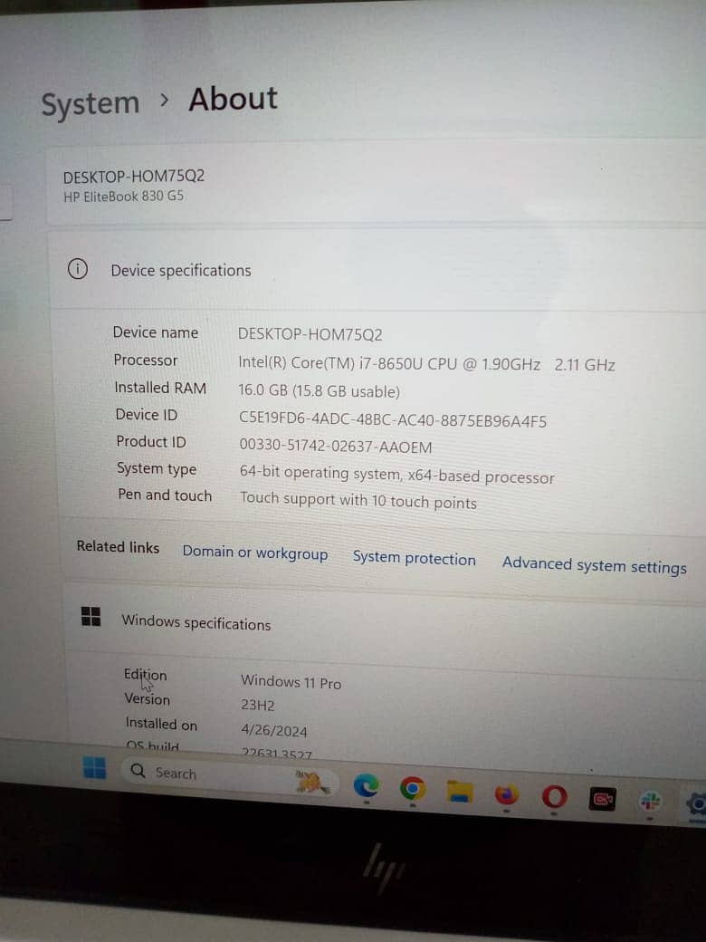 HP EliteBook Laptop Core i7 8th Generation 16/256 5