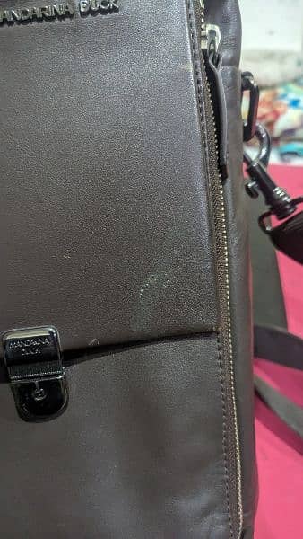 MANDARINA DUCK Pure Leather Briefcase Laptop Back 1