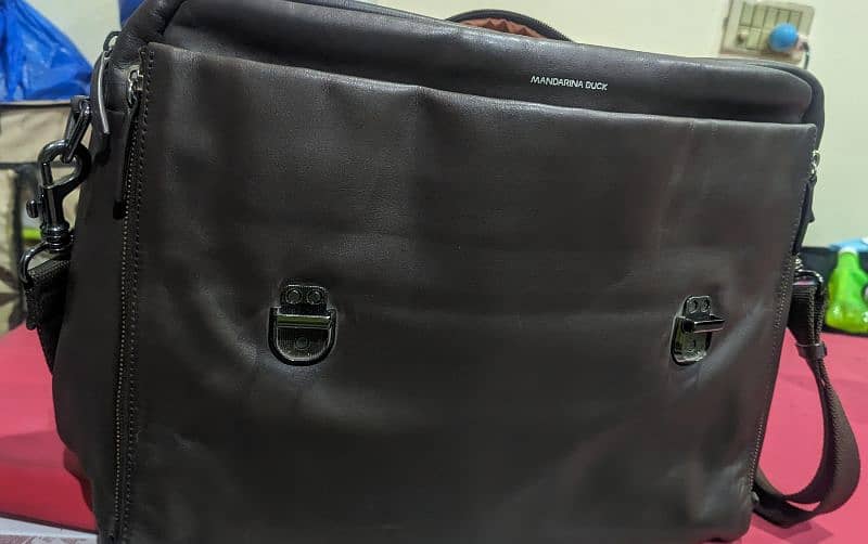 MANDARINA DUCK Pure Leather Briefcase Laptop Back 4