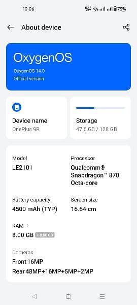 I want to sell OnePlus 9r 8+8 128 9