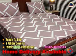 Double Bedsheets With 2 Pillow Cover's, Granted Colours, Ready To Bed 0
