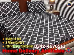 3 psc Printed Double Bedsheets With 2 Pillow Cover's, PureCotton