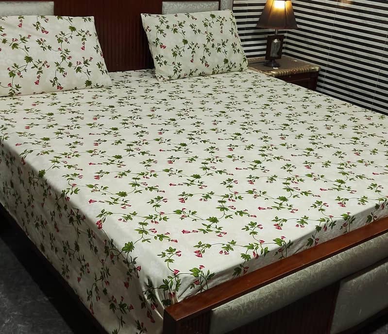 3 psc Printed Double Bedsheets With 2 Pillow Cover's, PureCotton 9