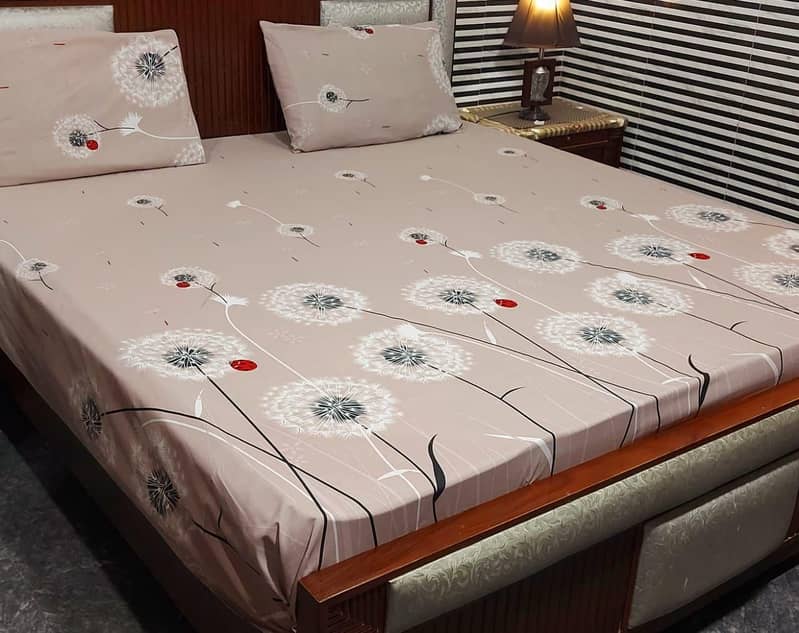3 psc Printed Double Bedsheets With 2 Pillow Cover's, PureCotton 10