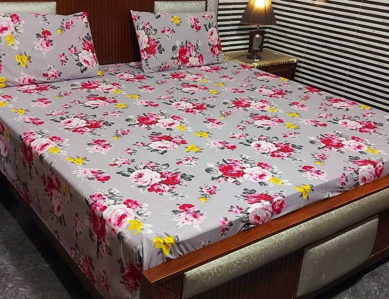 3 psc Printed Double Bedsheets With 2 Pillow Cover's, PureCotton 11