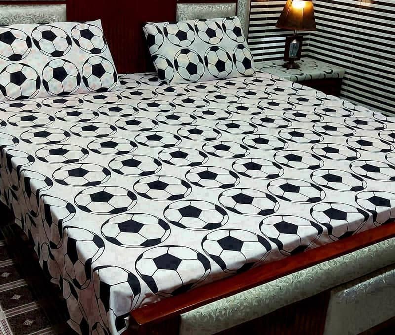 3 psc Printed Double Bedsheets With 2 Pillow Cover's, PureCotton 15