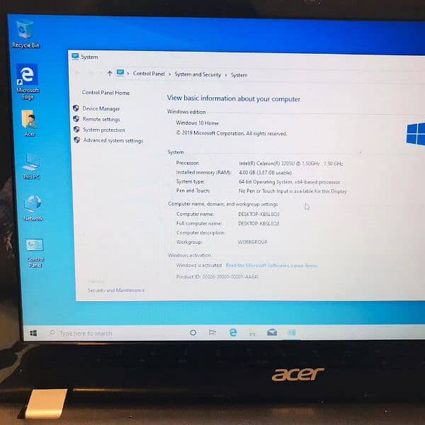 Acer 4GB Ram 128GB SSD Laptop 3