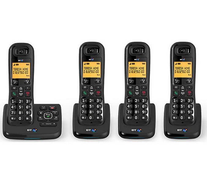 Cordless Phone Set BT 4 Quad Handset with Intercom PTCL, Landline 1